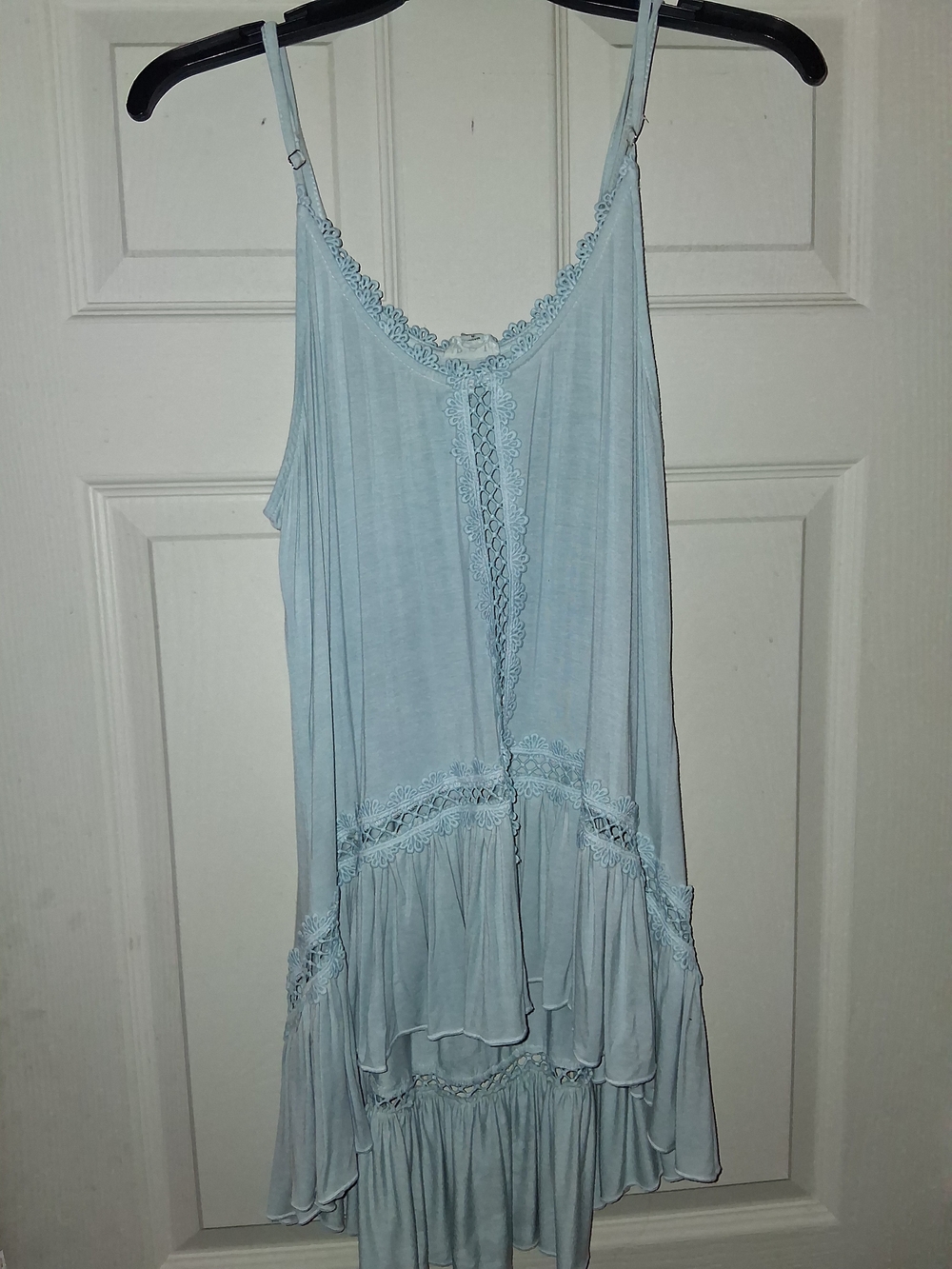 POL Light Blue Crochet-Trim Camisole Top